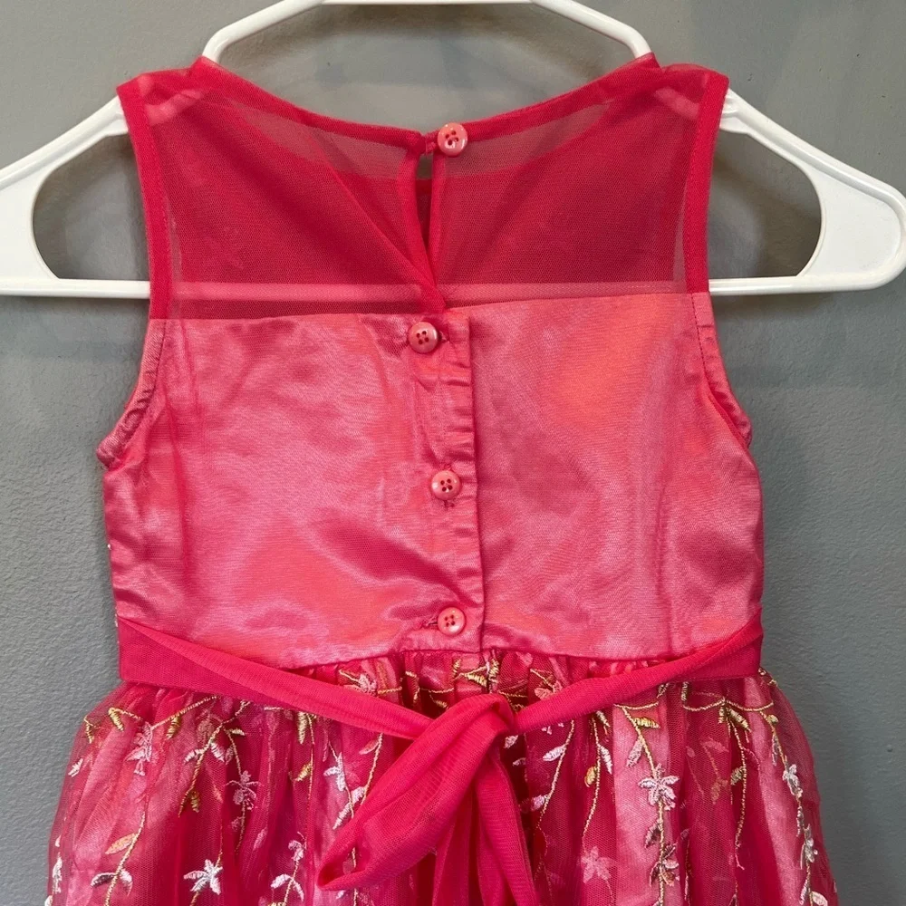 Joan Michelle embroidered Pink fashion party Dress for girls/size 5